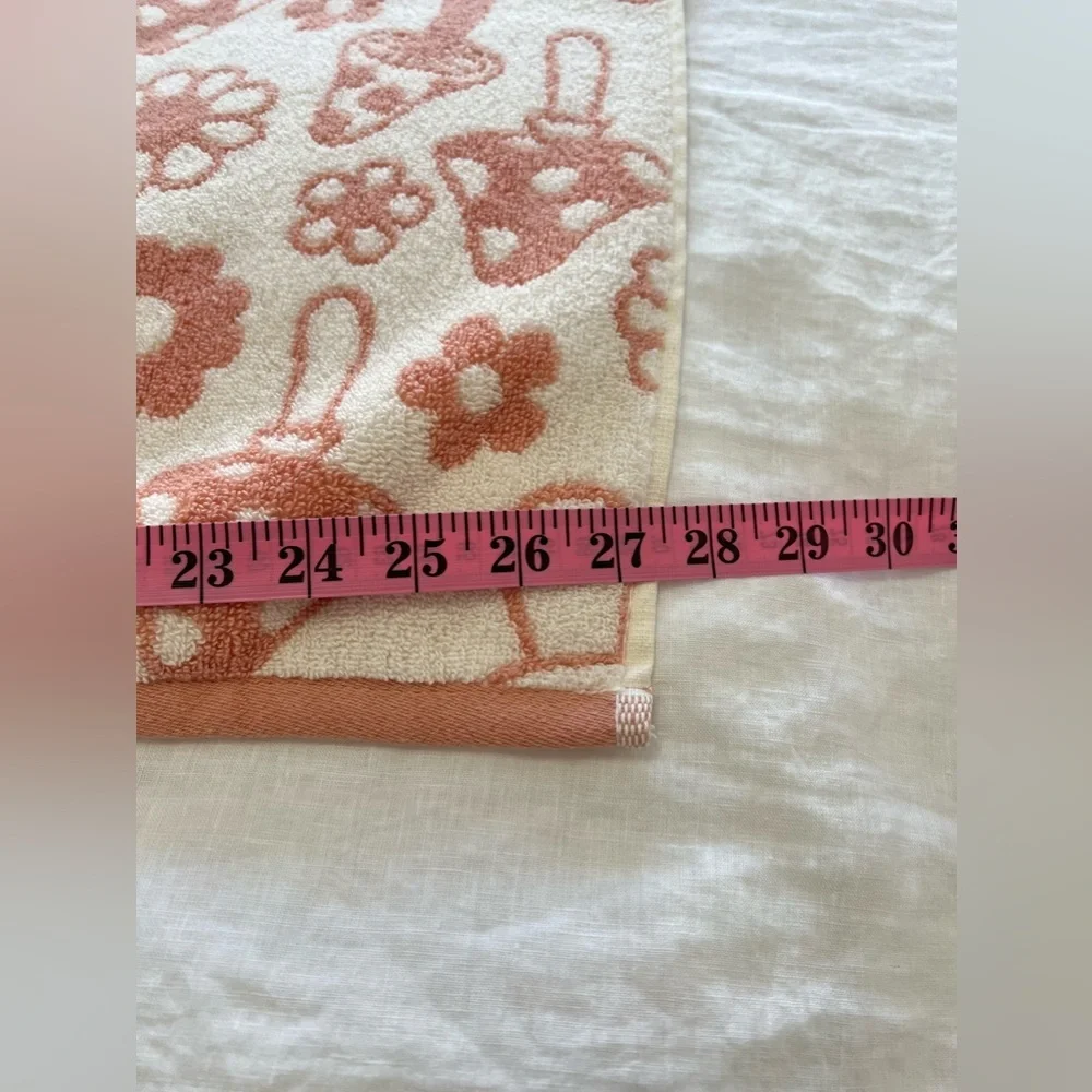 Deborah Connolly | Peach Mushrooms Plush Bath Towel | Retro NWT